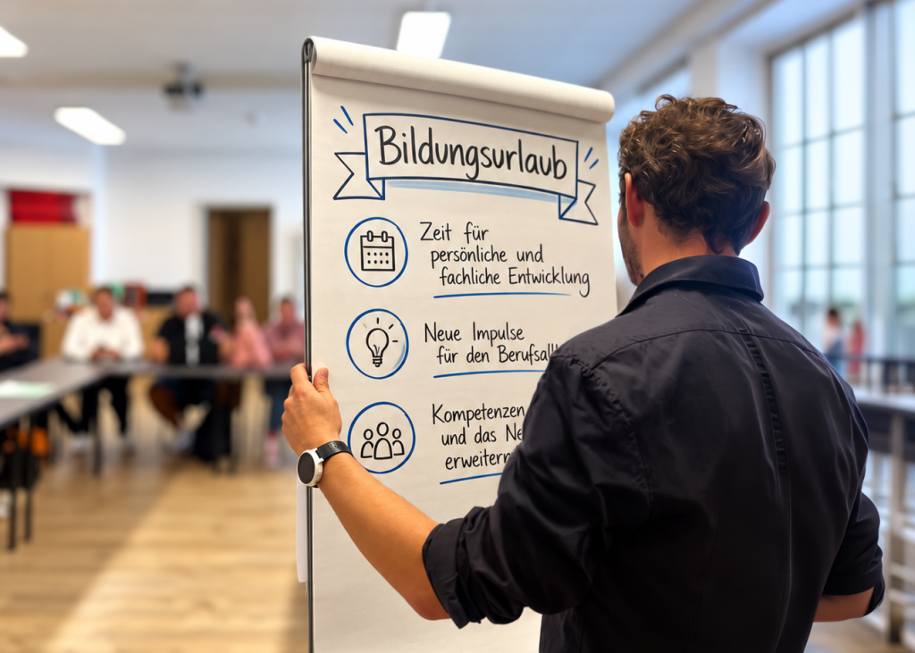 Workshop-Präsentation_ Bildungsurlaub auf dem Flipchart
